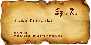 Szabó Krizanta névjegykártya